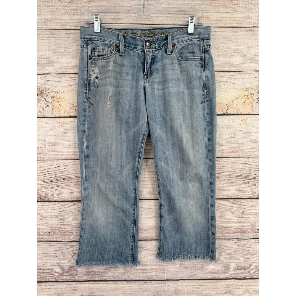 Ruehl No.925 Jeans Womens 27 Distressed Frayed Hem Light Years Vintage Style Den